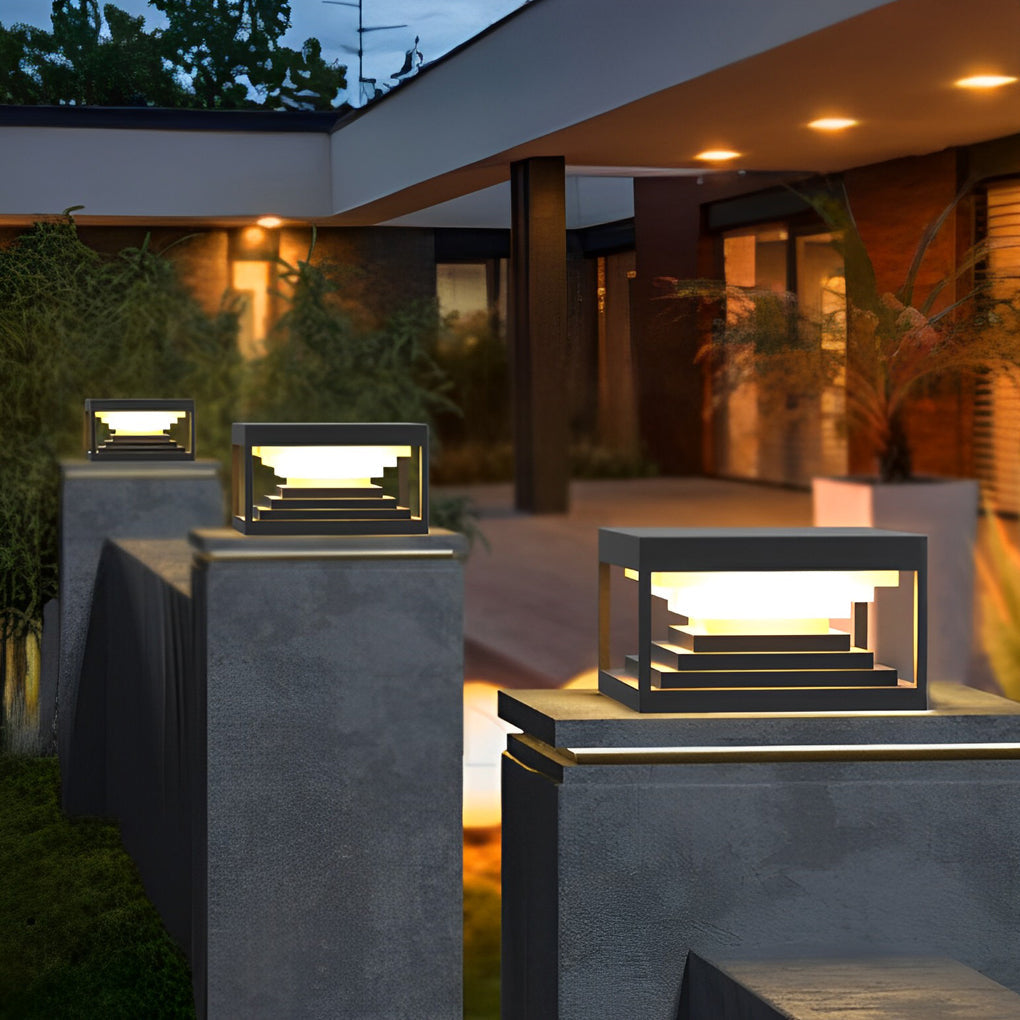 Square Pillar Lights Creative Waterproof Black Modern Light