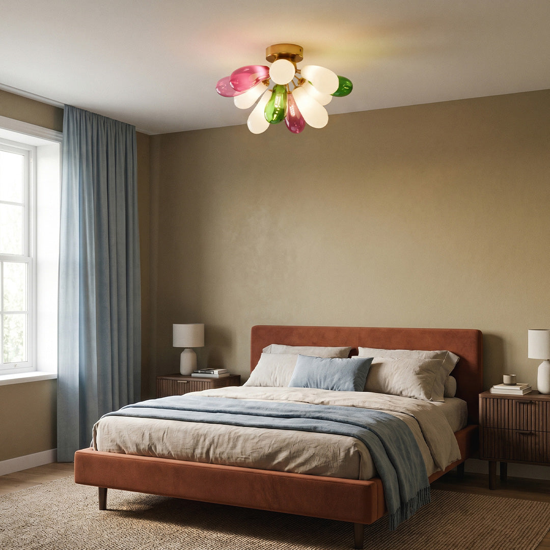Flush Mount Stained Glass Light Fixtures Artistic Ceiling Light