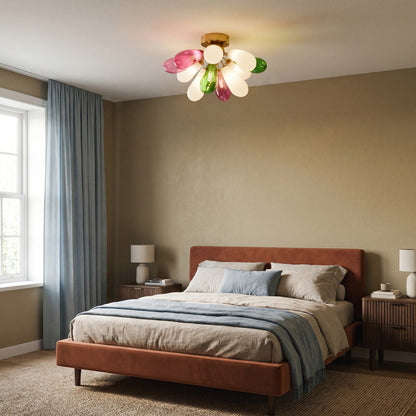 Flush Mount Stained Glass Light Fixtures Artistic Ceiling Light