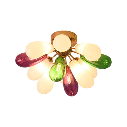 Flush Mount Stained Glass Light Fixtures Artistic Ceiling Light