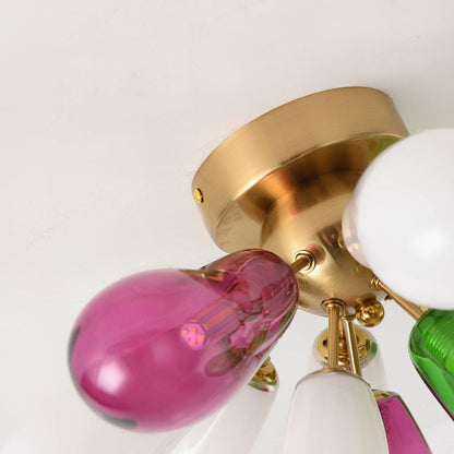 Flush Mount Stained Glass Light Fixtures Artistic Ceiling Light