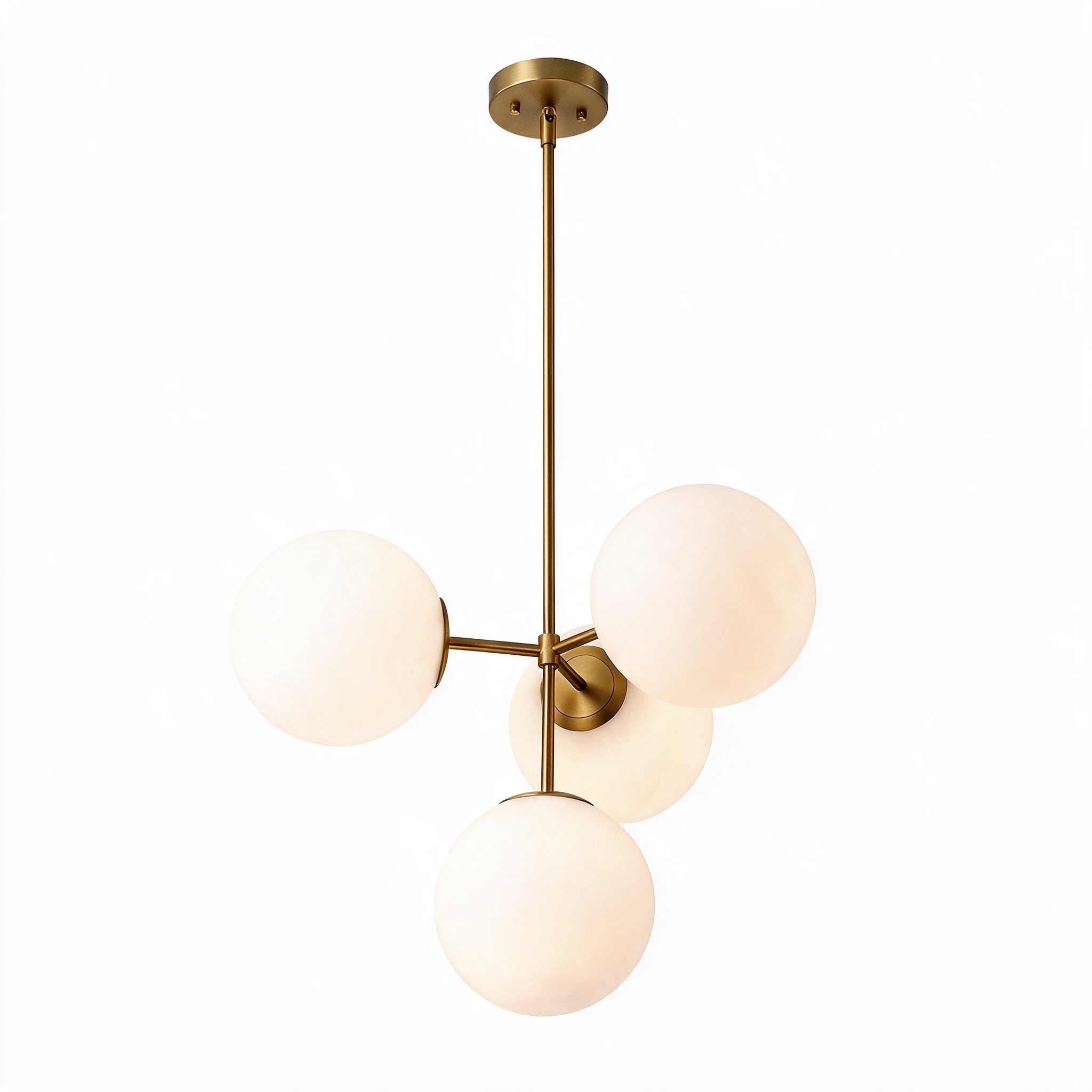 Modern Glass Bubble Chandelier for Dining Room & Bedroom | Nordic Milky White Globe Ceiling Light, Gold & Black, Wrought Iron
