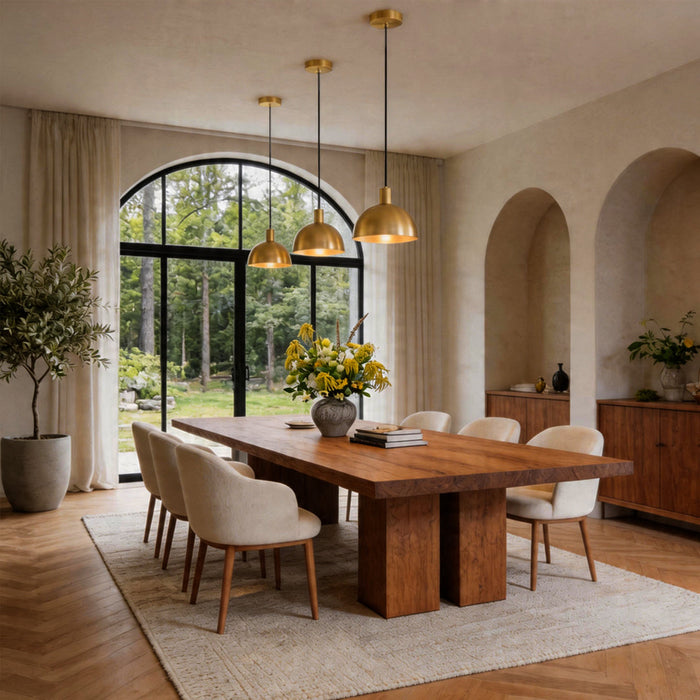 Brass Pendant Light for Kitchen Island & Dining Room | Modern Gold Ceiling Fixture, 7.9 Inch