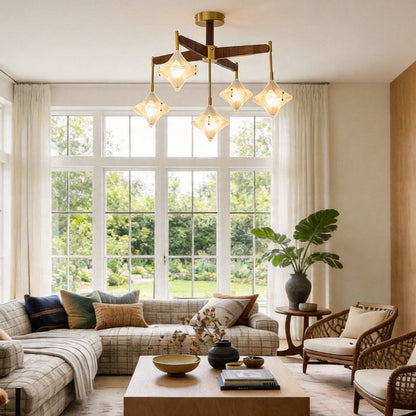 Vintage Gold Chandelier French Star Luxury Glass Ceiling Light